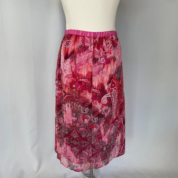 Y2K Midi Skirt Size XL Pink Red Boho Paisley Asymmetric Whimsical Fairy Feminine - Picture 10 of 15